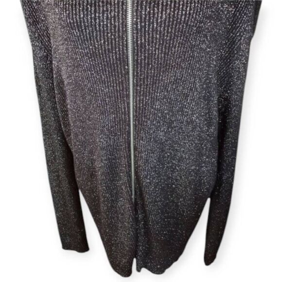 I.N.C. INTERNATIONAL CONCEPTS MENS BLACK & METALLIC SILVER ZIP FRONT SWEATER SZ. - Picture 5 of 10